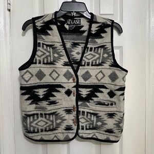 At Last Black and Gray Wool Vest